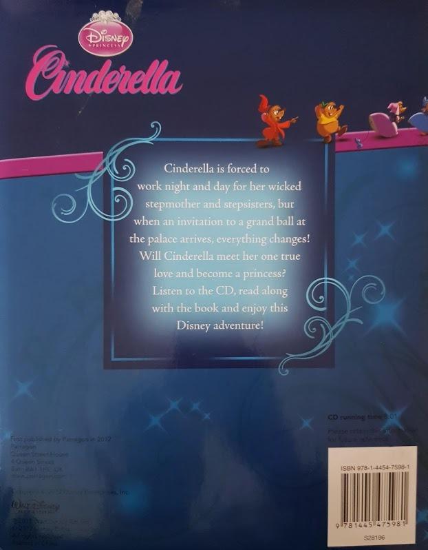 Disney Cinderella Padded Storybook and Singalong CD Like New, 3+Yrs Disney (6618727809209)