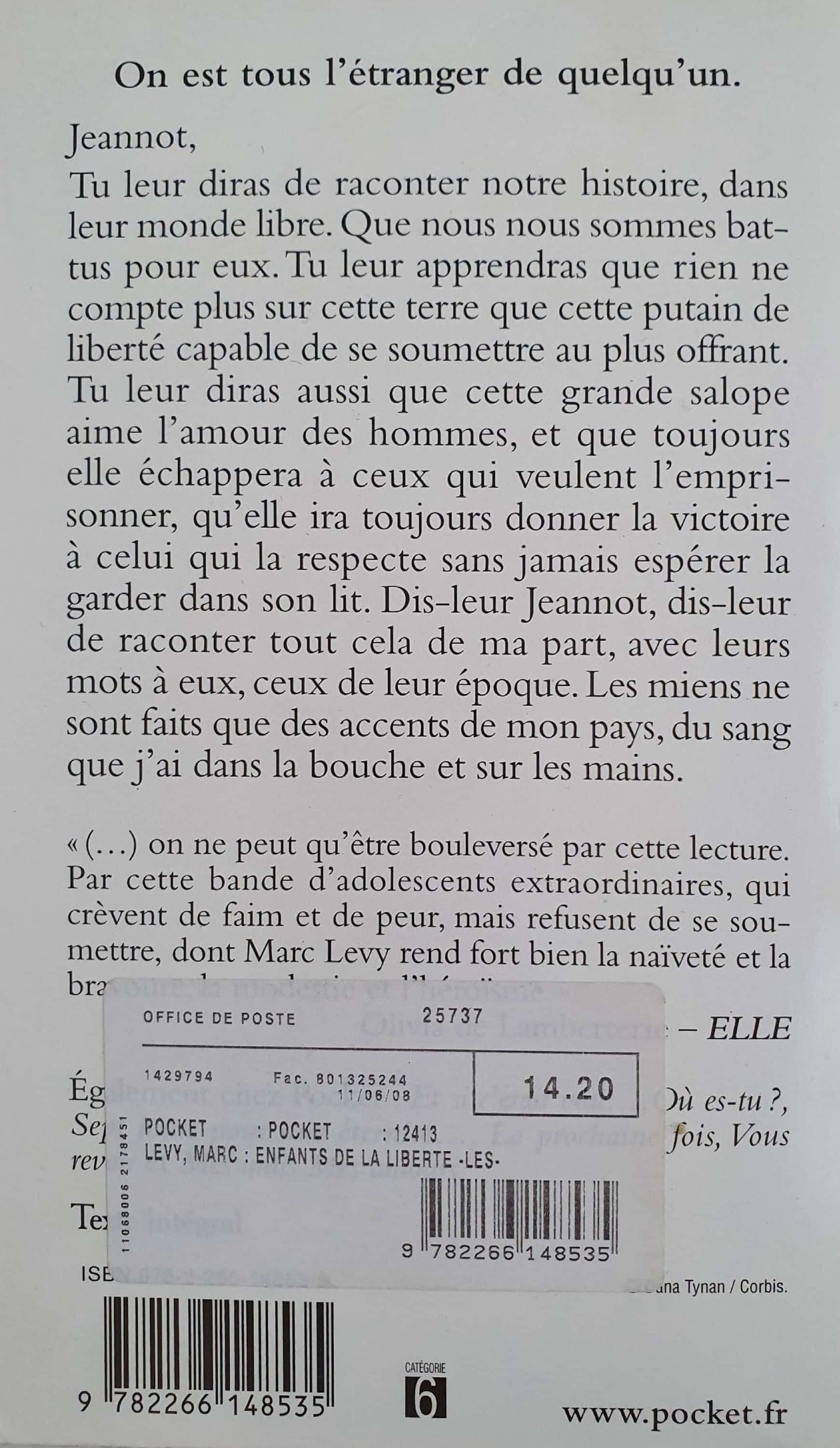 Marc Levy Les enfants de la liberté Like New Not Applicable (6075333968057)