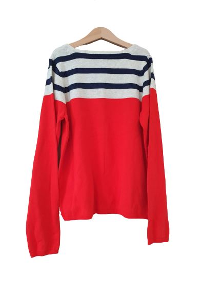 Orange Cardigan with blue stripes Okaidi, 14 yrs (158 cm) Okaidi (4602532298807)