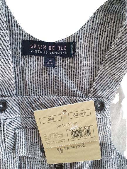 Striped Dungaree New, 60 cm Grain De Ble (6626248425657)