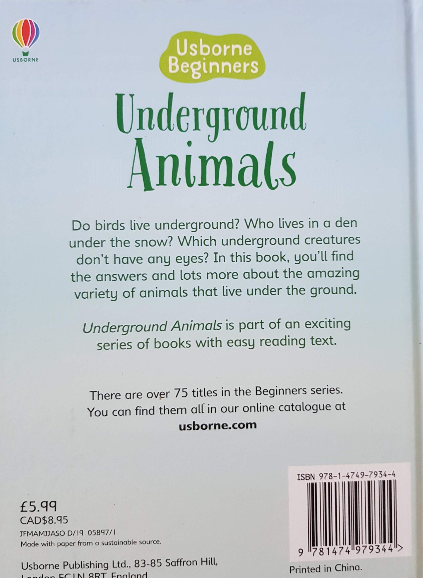 Unground Animals New Usborne (6292912406713)
