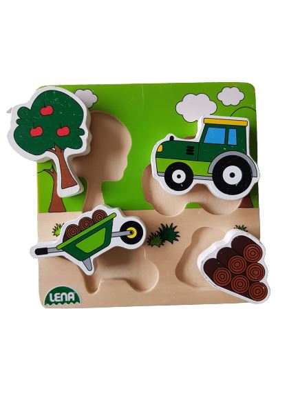 Wooden puzzle construction site tractor Very Good,18+ months Fisher Price (6545681088697)