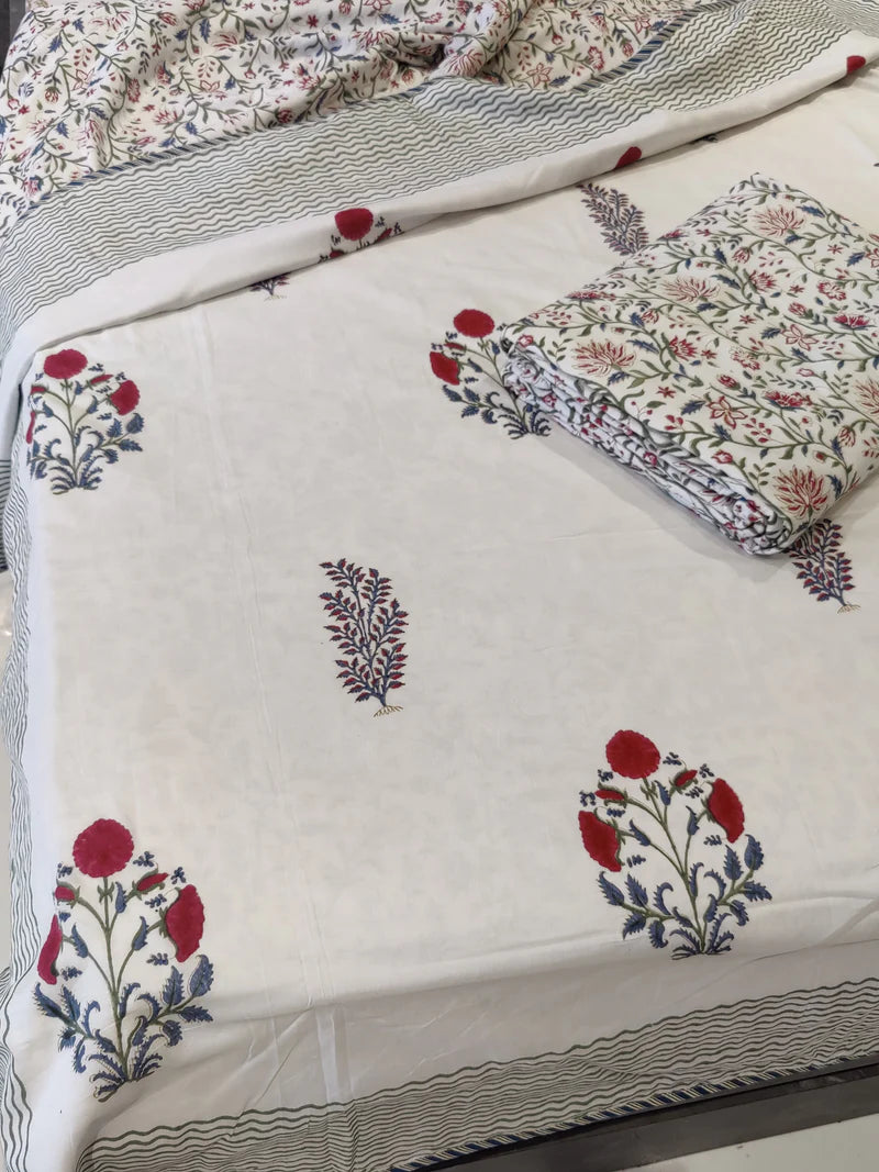 SWARA HANDBLOCK PRINTED REVERSIBLE MULMUL DOHAR (8824515625177)