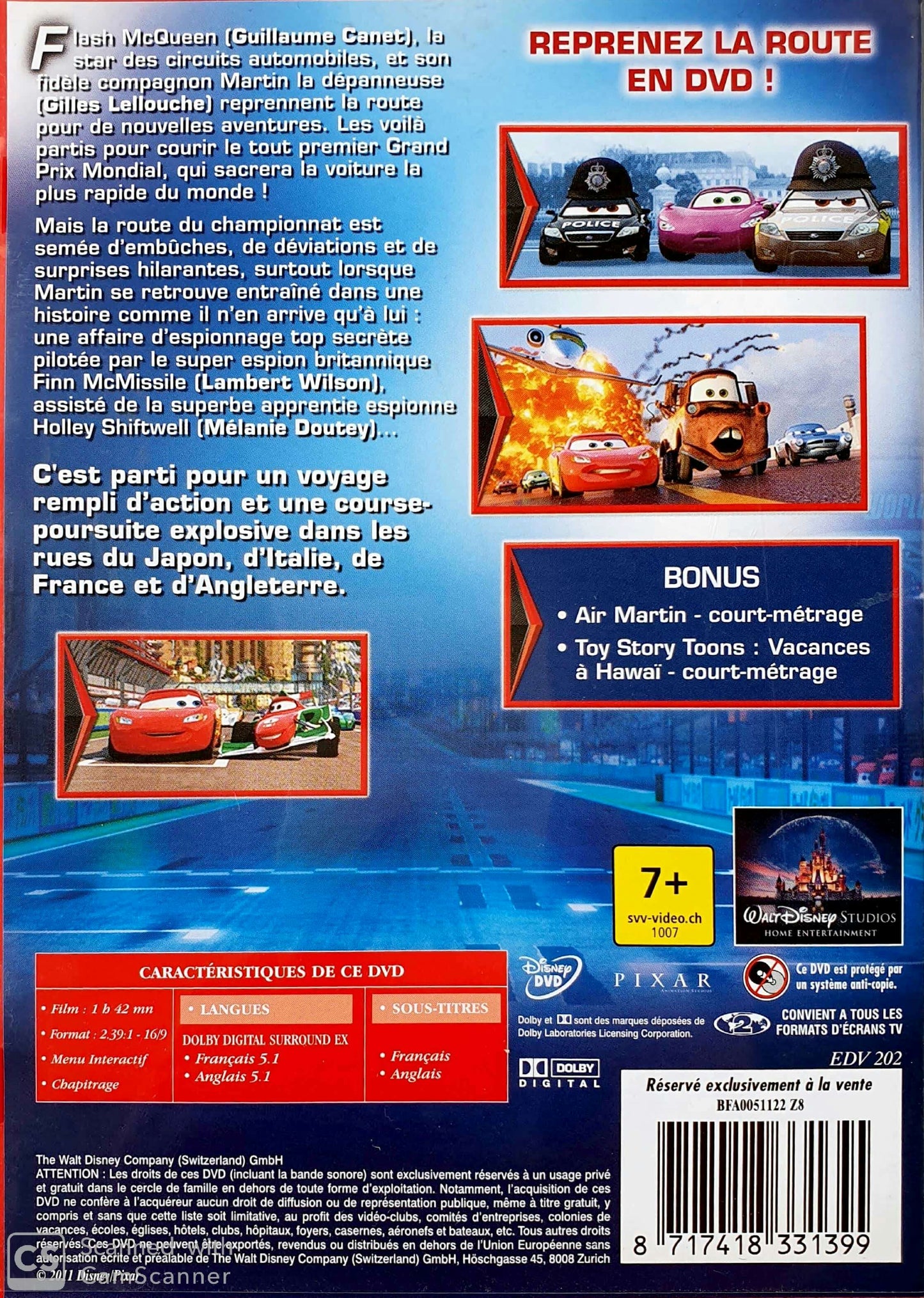 2 DVD Cars and Cars 2 EN, FR Cars  (4606739939383)
