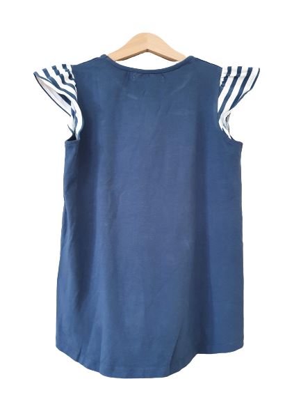 Blue T-shirt with striped short sleeves Little Marcel, 14-16 yrs (164 cm) Little Marcel  (4602531872823)
