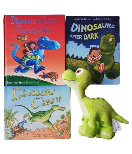 Dinosaurs 3 Books+Toy Very Good , +3 Yrs ReCuddles  (6286622326969)