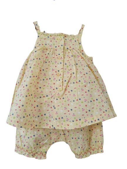 Floral Yellow Romper 3 months (60 cm) Not Known  (4610898657335)