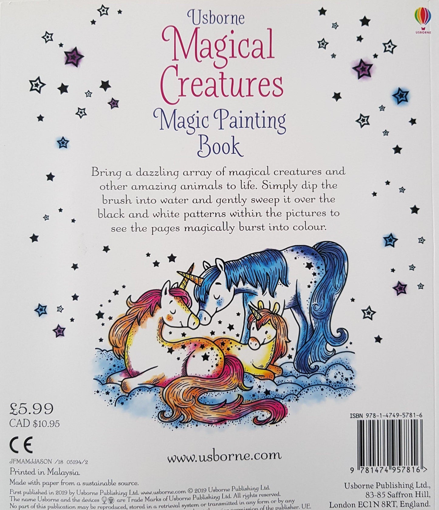 Magical Creatures Magic Painting Book New Usborne  (6299129970873)