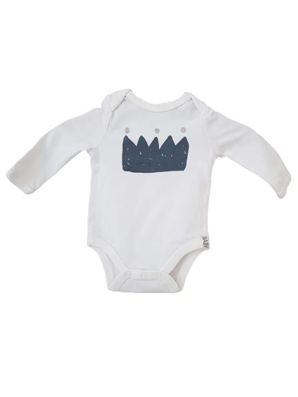 White Babysuit with Crown print BABY,52 cm BABY  (4612026695735)